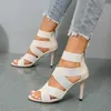 Dress Shoes 2023 New Ankle-Wrap Women's Sandals Summer Sexy Peep Toe High Heels Stretch Fabric Zipper Ladies Fashion Party Pumps 231013