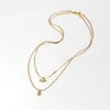 Dainty Gold Necklace Women Girls Opal Necklace Double Leaer Chain Simple Clavicle ChainNecklace Clavicle Chain Jewelry249z