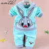 Ensembles de vêtements Automne Né Garçons Filles Velours Enfants Dessin Animé Lapin Manteau À Capuchon Pantalon 2 pièces Bébé Vêtements Costume Chaud 231012