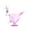 Großhandel Mini-Wasserpfeifen Rosa Herzform Glas-Ölbrenner-Bong Bunte Wasser-Dab-Ölplattformen Bubbler-Bongs mit 10-mm-Rutschtabak-Räucherschale