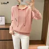 Frauen Pullover Herbst Winter Trend Feste Einfachheit Mit Kapuze Kleidung Mode Alle-spiel Langarm Gestrickte Pullover Weibliche