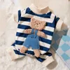 Hondenkleding Veerkrachtig huisdier Gestreepte jumpsuit Leuke kleding voor kleine honden 4 seizoenen Zoete pyjama Cartoon patroon Kitten Puppy Shirt rompertjes