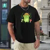 Polos pour hommes Grenouille verte mignonne avec chapeau de jardinier - Fleurs de fleurs de champignons Plantes Kawaii Esthétique Drôle Cottagecore Froggy Nature I T-Shirt