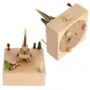 Decorative Figurines Tower Shaped Wooden Music Box High Quality Beech Wood Material Polished Hand-Made Kids For Home Friends Gifts