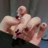 Накладные ногти 24 шт. носимые розовые накладные кончики с клеем дизайн накладных ногтей бабочка милая девушка носить инструменты 231013