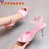 Dress Shoes Summer Candy Color Patent Leather Sandals Buckle Straps Platform Peep Toe Thin Women Crystal Heel 10cn High Sexy Heels 231013