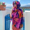 Halsdukar Summer Färgglad tunn halsduk Ethnic Women's Sunscreen Shawl Beach Dual-Purpose Tourism Pannband