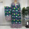 Ethnic Clothing 2023 African Abaya Fashion Long Sleeve Muslim Islam Robe Cotton Printing Floral Lady Summer Maxi Casual Dress With Headscarf