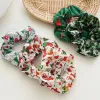 Alta elasticità Babbo Natale Stampa Donna Scrunchie in seta Elastico Multicolor Fascia per capelli Porta coda di cavallo Accessori per capelli