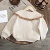 Cardigan Baby Girls Spring Autumn Clothing Fashion3D Flowers Lace Collar Birthday Princess Sweaters Kids Children Clothes Jackets 231013