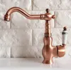 Bathroom Sink Faucets Basin Faucet Antique Red Copper Single Ceramics Handle Vessel Tap Mixer Deck Mounted Znf403