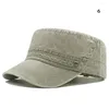 Bérets Mode Coton Lavé Casquettes Militaires Hommes Cadet Armée Casquette Unique Design Vintage Chapeau Haut Plat