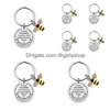 Key Rings Stainless Steel Key Ring English Letter Be Happy Best Teacher Bee Charm Keychain Teachers Day Gift Bag Hangs Jewelry Jewelry Dhvk1