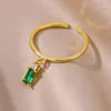 Anéis de casamento moda zircão colorido para mulheres cor dourada anel de noivado de aço inoxidável feminino simples jóias presente de aniversário