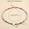 Collier ras du cou en perles colorées, accessoires Boho, pendentif avec lettre initiale en acier inoxydable, bijoux à la mode en forme de cœur et de coquillage