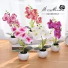 Decorative Flowers 5Heads Artificial Butterfly Orchid Flower Bonsai Christmas Halloween Home Bedroom Living Room Decor Fake Plants Party