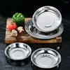 Conjuntos de louça 6 pcs disco de aço inoxidável redondo placa de cozinha acampamento talheres sopa prato mistura salada bandeja mais velho mesa de café ao ar livre