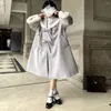 Jaquetas femininas doce gola marinha casaco de lã mulheres outono e inverno estilo japonês feminino lolita jk coreano splicing longo outwear