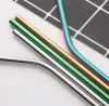 Fashion 304 Stainless Steel Straw Bent And Straight Reusable Colorful Straw Drinking Straws Metal Straw Cleaner Brush Bar Drinking Tool DHLl