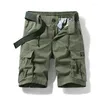 Shorts masculinos 2023 casual solto militar verão todo algodão exército tático carga moda cáqui multi-bolso