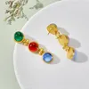 Brincos de jóias de designer vintage ouro vermelho verde azul pedras preciosas brincos de alta qualidade moonriverjewel natal aniversário ano novo