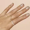 Guldfyllt band White Cubic Zirconia Small Thin Miami Cuban Link Chain Ring for Women Delicate Minimal Design270D