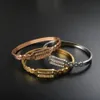 ZMFashion Vintage Chinese Abacus Bangles Gold-plated Stainless Steel Beads Can Be Sliding Bracelets Jewelry For Women Men Gifts Ba311d