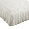 Falda de cama Sombrero de cama antideslizante de color sólido protector de colchón más colcha de algodón con sábana individual de algodón individual doble blanco 231013