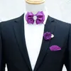 Gravatas borboletas gravata borboleta conjunto para ternos de negócios masculinos acessórios colar flores homens casamento bowtie pinos toalha de bolso 3 peças 231012