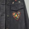 Kvinnors jackor jacka kvinnor 2023 Autumn Heavy Love Colorful Crystals pärlor Löst smal lapel denimrock mode långärmad jeanrockar