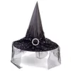 Chapeau de sorcière d'Halloween, accessoire de décoration en toile d'araignée, chapeau de fête pour adultes et enfants, chapeau de boule