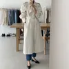 Kopa damska Coats koreańskie luźne elegancka elegancka beżowa wiatrówka z szarfią kobiet