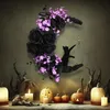 Décorations de Noël Signes d'Halloween Couronnes de porte en forme de lune Goth Roses Chats noirs Guirlande Ornement de porte d'entrée Décorations d'Halloween Panneau de bienvenue 231013