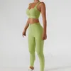 Yoga Outfit 2pc مجموعة Women Wording Sport Gym Wear Suit High Weist Leggings Jailts Front Zipper Bra Fitness Crop Top Sportswear 231012