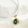 Pendant Necklaces Moon Sun Star Zircon Inlay Imitation Pearl Necklace For Women Collar Stainless Steel Clasp Gold Color