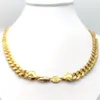 Herr Miami Cuban Link Chain Necklace 18K Gold Finish 10mm Stamped Men's Big 24 Inch Long Hip Hop271z