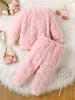 Ensembles de vêtements Winte lapin à manches longues Kawaii mignon peluche épais haut pantalon doux mode doux animaux bébé ensemble 231013