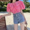 Skirts REDDACHiC Buttoned Bandage High Waist Women Denim Shorts Blue Summer Short Jean Pants Causal Plain Lace-Up Cross Back Trousers