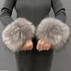 Five Fingers Gloves Anime Women Faux Fur Cuffs Wristband Winter Warmer Arm Wrist Raccoon Fur Sleeve Gloves Winter Wrist Sleeve Fluffy Oversleeve 231012