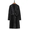 Mulheres misturas de lã topcoat casaco de lã dupla face mulheres outono inverno espessamento ulster manga completa moda cor sólida elegante jaqueta overknee 231013