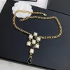 Vintage Fashion Jewelry for Women Party Europe Luxury Sweater Chain Black White Pearls Long Necklace C Stamp Gifts Chains250L