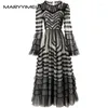 Casual Dresses MARYYIMEI Fashion Designer Spring Women's Dress Flare Sleeve Stripe Edible Tree Slim Elegant Party Ruffles