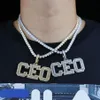 Chaînes Hommes Nom personnalisé Lettre Numéro Collier Pavé 5A Cubique Zincon Femmes Hip Hop Glacé Initial Ceo Tennis Chaîne Bijoux Drop S241x