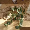 Fleurs décoratives Feuilles d'eucalyptus artificielles Simationplastic Branche Décor de mariage Bouquet de fleurs en soie Accessoires Vert Dhxso