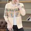 Men's Jackets Spring And Autumn Korean Style Men Patchwork Cardigan Sweater Turn-down Collar Jacket Casual Knitted Coats Male 6750