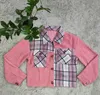 Marki Projektantki Kobiet Autumn Nowy sztruko -Pink Pinats Women Plaid Patchwork Casual Jacket One Button Krótka odzież wierzchnia Q635GG#