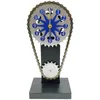 Wall Clocks Craft Decorations Rotating Chain Gear Clock Mechanical Wind Hands Desktop Blue