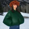 Jaquetas femininas Forefair outono inverno pu casaco de couro e para mulheres moda casual manga comprida puffer cor sólida zíper roupa quente 2023