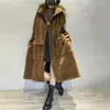 Trench da donna Autunno Inverno Giacca a vento in velluto a coste medio-lungo Cappotto con bavero da donna Capispalla monopetto Cappotto in puro colore Donna