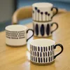 Mugs Unique Handpainted Underglaze Ceramic Black and White Coffee Mug 500ml Large Breakfast Milk Tea Cups Kitchen Drinkware Gift 231013